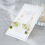冬季限定【おさなごころの雪うさぎ：えがおのオリーブ色】ピアス・イヤリング