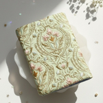 インド刺繍生地の特別な『文庫本専用』ブックカバー【グリーン】