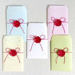 伊予和紙ぽち袋＊赤い糸＆花付き☆6枚組