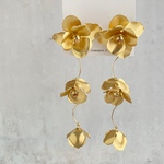💛【No.160】　ブライダル　結婚式　ウェディング　花嫁　ピアス　イヤリング　ブライダルアクセサリー　ゴールド　シルバー　フラワー　花　真鍮　大ぶり　パール