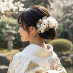 白ゴールド20輪セットヘッドドレス　ヘッドパーツ　髪飾り　成人式　卒業式　結婚式　成人式髪飾り　七五三　結婚式髪飾り　ヘアアクセサリー　髪かざり　振袖　着物　和装　留袖　前撮り　プリザーブドフラワー　