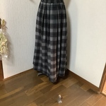 綿　起毛チェックロングスカート💕