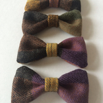 パープルチェック柄リボンブローチ