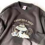 【12月中旬発送】うさぎティーポット裏起毛スウェット（スモークブラック）｜長袖