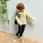 リブパーカー☆22センチドール洋服ドール服ドールアウトフィットピュアニーモボディリアルクローズ1/6ドール22㎝ドール洋服☆ページュ