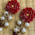 【ブラックフライデー￥8850→￥7850】牡丹と金花 成人式 ピアス イヤリング