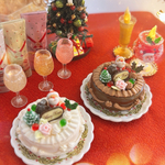 ✩.*˚レトロなクリスマスバターケーキ♡ホワイトとチョコレートの2種♡シャンメリー付き♡ミニチュアクリスマスケーキ