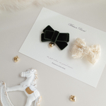 SALE❤︎ Christmas ribbon set 【グリーンベロア×ツイード】ヘアピン　ヘアクリップ　キッズ　ベビー　クリスマス　パーティー　リボン　ベロア　ツイード　ギフト　プレゼント　