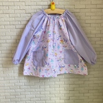 入園入学2026＊女の子用＊チェック紫ユニコーン柄スモック♪100cm〜120cm