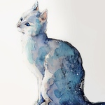 猫の水彩画