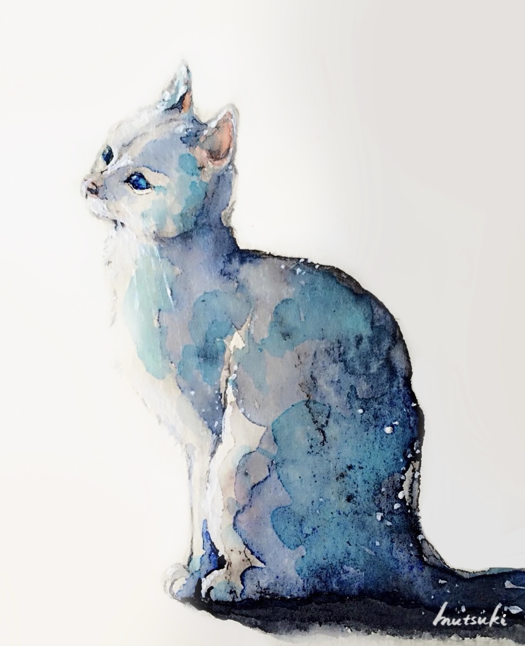 原画】星降る夜の猫 - 動物水彩イラスト MUTSUKI watercolor | minne