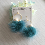 ビリジアンミンクファー☆フープピアス