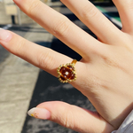 【リング・指輪】beads flower ring brown