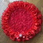 カフェマット🎄Xmas red Rose🎄直径52㎝（フリル含）