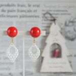 retro-g50様専用◇レッド＆ホワイト＊ドットがおしゃれなレトロ風ピアス（イヤリングに変更可）軽量