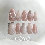 📌10%OFF ┊︎つけ外し自由なジェルネイル┊︎❛ enchant pink Noël ❜ xmas限定design┊︎ 大人ネイルチップ 韓国ネイルチップ クリスマスネイル  マグネットネイル 