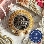 【ブローチ】Antique Gold– Crown Series｜メタルボタン｜王冠モチーフ｜大人上品｜ビーズ刺繍｜パール｜クリスマス｜ギフト｜結婚式｜フォーマル｜入学式｜卒業式｜高級感