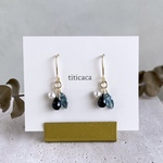 ブラックスピネル、ロンドンブルートパーズと淡水パールのtrio【ピアス】【イヤリング】
