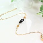 ガーネットとトルマリンと淡水パールのシンプルで大人なブレスレット【天然石
