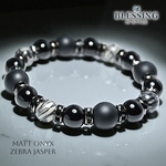 men's ゼブラジャスパー オニキス 天然石パワーストーンブレスレット