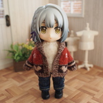 ハートがいっぱいカーディガン【レンガ色】❤︎handmade❤︎11cmドールサイズ