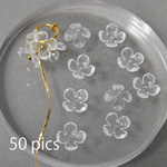 <50個> クリアフラワーのアクリルパーツ お花パーツ