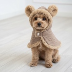 犬服/あったか！くまさんポンチョ/ベージュ/SS.S.M