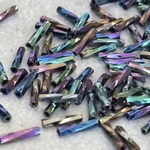 在庫処分〔700個〕メタリック カラフル ガラス ツイスト ビューグルビーズ 竹ビーズ 