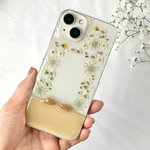 全機種対応 かすみ草 きらめくリボン iPhone17/16/15/14対応 iPhone Android ケース スマホケース 押し花スマホケース 押し花 リボン 花束 リース 冬 プレゼント