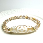 【専用ページ】レアな共生　霊峰ヒマラヤ産　赤鉄鉱入りエレスチャルクォーツと老玉髄天珠金銭如意天珠のブレスレット✨✨