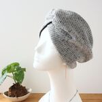 ネップがかわいい杢グレーウールニット＆内側コットン  幅広ヘアバンド/ ターバン