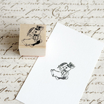 羽ペンうさぎのはんこ　スタンプ［25×25mm］