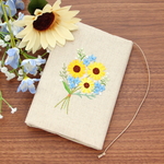 ブックカバー　ひまわりのブーケ　刺繍