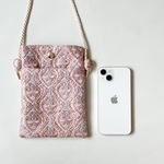受注生産　インド刺繍生地　スマホショルダー　スマホポーチ　スマホポシェット　ショルダーバッグ