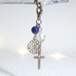 ラピスラズリと十字架のチャーム　ファスナー　マスク　財布