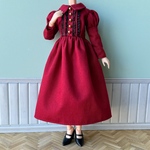 22㎝ドール服　シックなクリスマスカラー　レトロワンピース