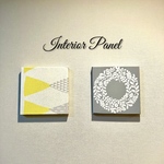 インテリアパネル 北欧柄 リース＆フラッグ☆インテリア雑貨 壁飾り アート 絵画 おしゃれ かわいい モダン 2枚セット 正方形 オブジェ