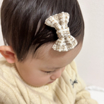 Tweed  Bow Hair Clip(ツイードリボンヘアクリップ/2個入) ベビークリップ/キッズヘアクリップ/数量限定/冬限定