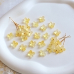 新作★菜の花　アジサイ　お花のガラスビーズ  タイプ① オパールグリーングリッター×イエローグラデーション