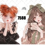 original sticker « no.7588 »     //     人物ステッカー オリジナルステッカー オリジナル人物ステッカー ステッカー cotton melody ミニステッカー