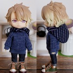 パーカーとパンツのセット　ブルーチェック×グブルーチェック（ねんどろいどどーるオビツ11ボディ共有サイズ）