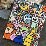 F3キャンバス　干支　カラフル　アクリル画　イラスト　お正月　アニマル　全員集合　一点物　抽象画　アート　インテリア　パステル　ポスカ　手書き　オリジナル