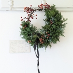 フレッシュ♪サンキライのクリスマスリース【リース土台として飾り付けも可能です】　　　　/生花　ドライフラワー　ヒムロスギ　クリスマス　リース　ドライになりゆくリース