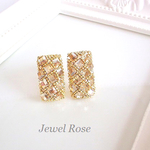 Gold quilting earring・SWAROVSKI