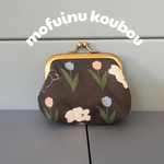 🎍正月SALE🎍チビがま口👛チューリップ柄（ブラック）