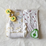 【ベビー服リメイク】【10着】【ミニサイズ】オーガニックコットンのリメイクブランケット（約55×30cm）　ベビー服　子ども服　リメイク