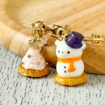 くまさん雪だるまのケーキとピンクツリーのイヤリング/ピアス