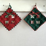 パッチワークキルト・クリスマスオーナメント　カテドラルウィンドウペア