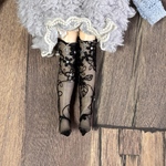 2716 ブラック刺繍レース ブライスさん 靴下  Blythe ブライス アウトフィット 洋服 リカちゃん  ラメ入り