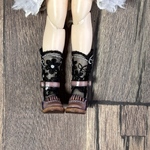 2717 ブラック刺繍レース ブライスさん 靴下  Blythe ブライス アウトフィット 洋服 リカちゃん  ラメ入り ショート